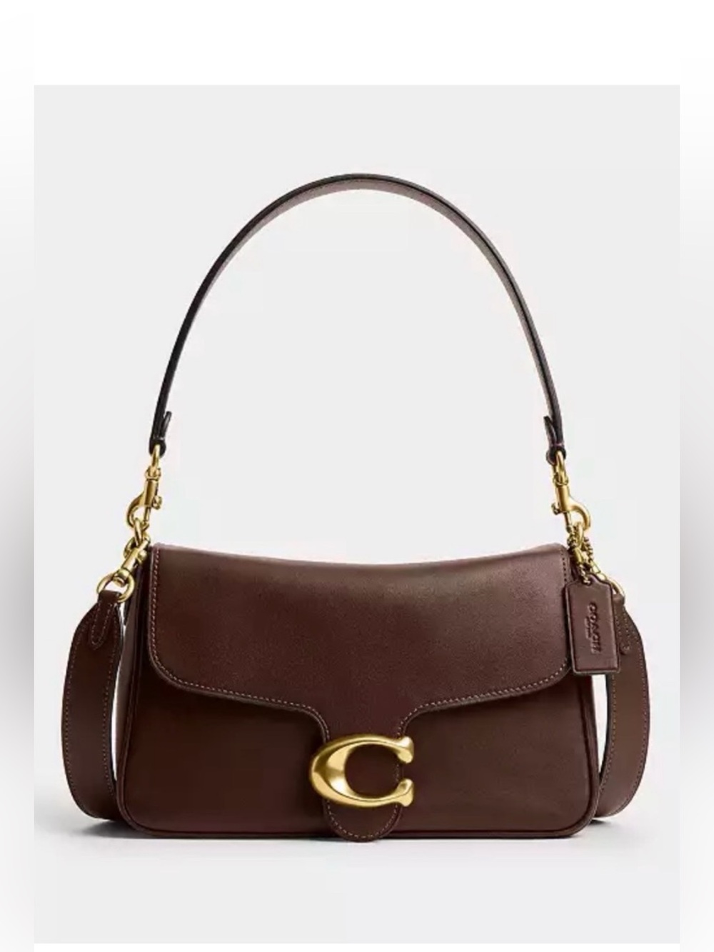 Coach Soft Tabby 26
Dark Brown Leather Shoulder Bag with Gold Hardware